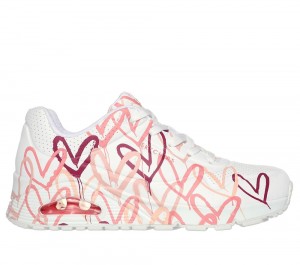 Women Skechers x JGoldcrown: Uno - Spread the Love Wedges White / Coral USA | 3965-KYFNJ