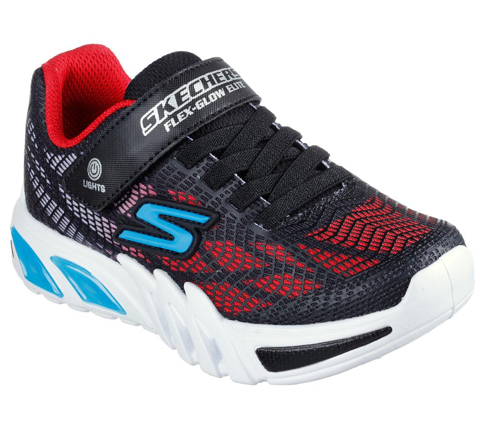 Boys's Skechers Flex-Glow Elite - Vorlo Light Up Sneakers Black / Red / Blue  USA |  2837-INWLP