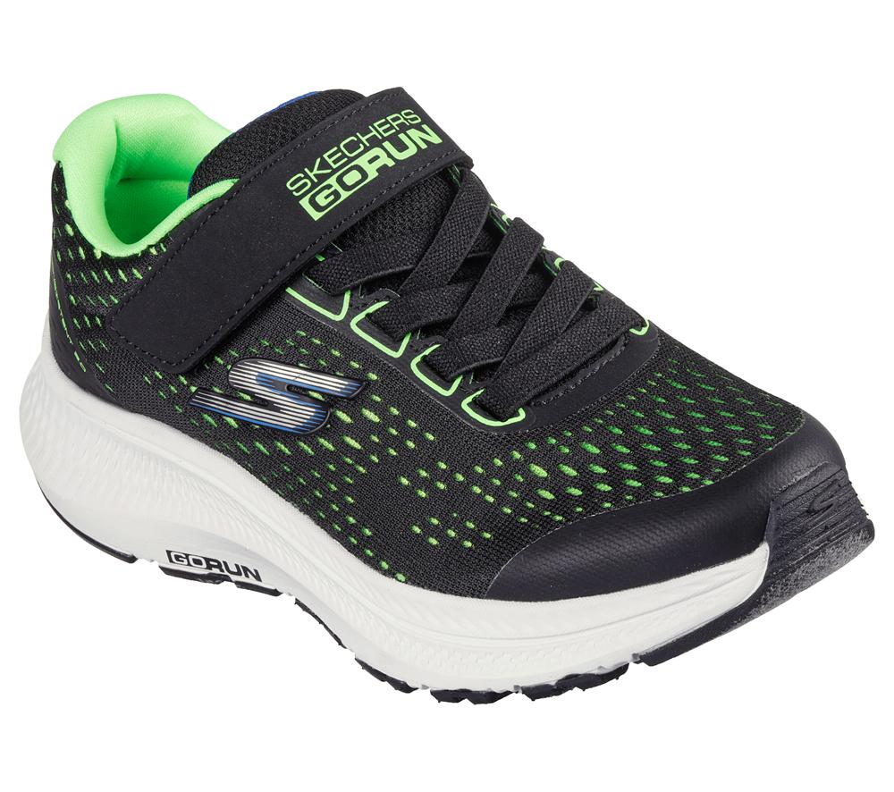 Boys's Skechers GO RUN Consistent 2.0 - Kexlux Slip On Shoes Black / Lime  USA |  6398-LBGVZ