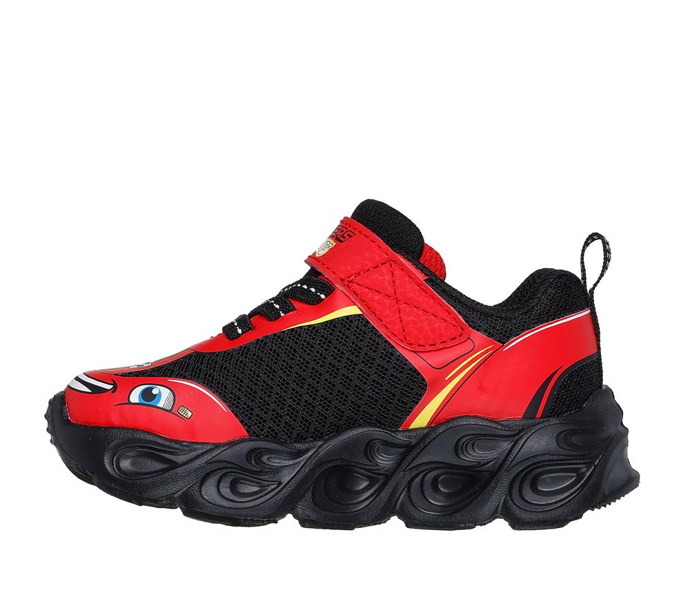 Boys's Skechers Hot Lights: Thermo Flash - Wheel Buddies Slip On Shoes Red / Black  USA |  4271-VOUWX
