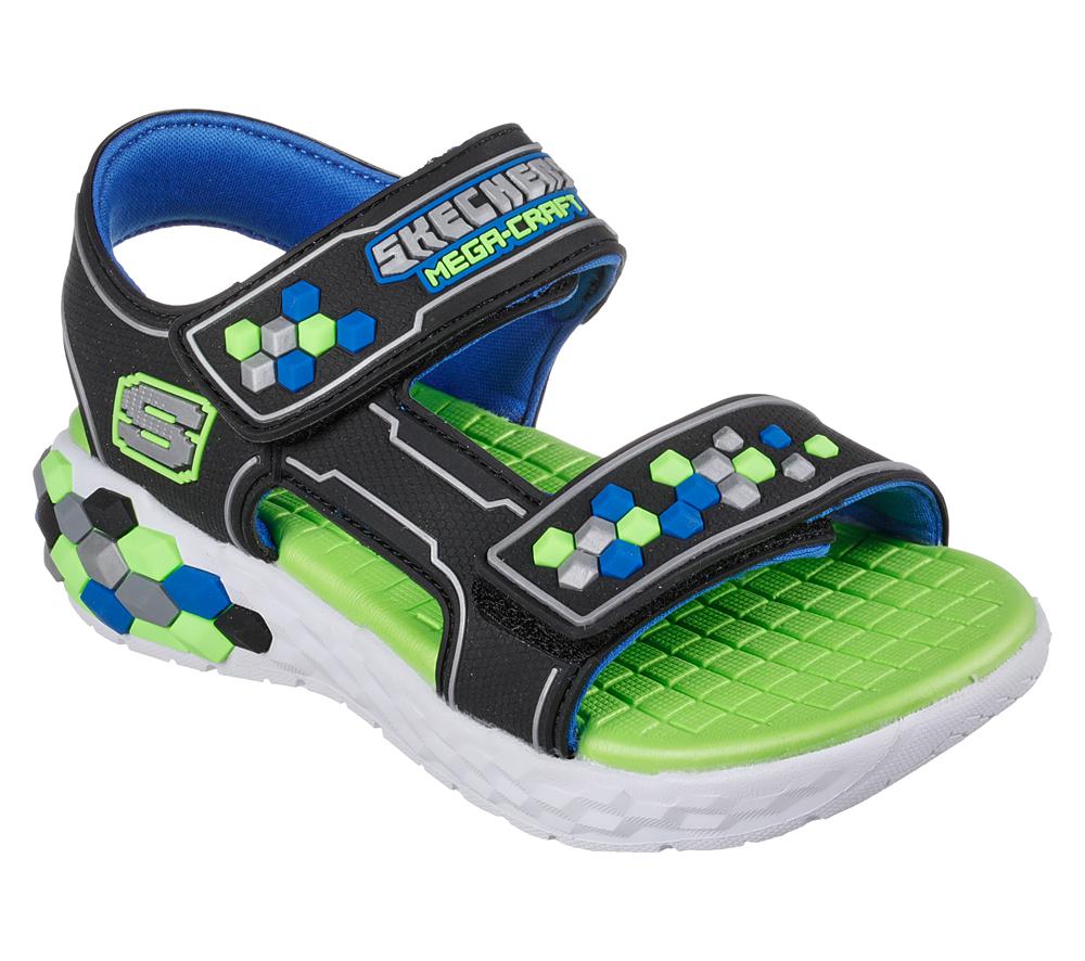 Boys's Skechers Mega-Splash 2.0 - Cuboshore Sandals Black / Lime  USA |  1759-PMQYT