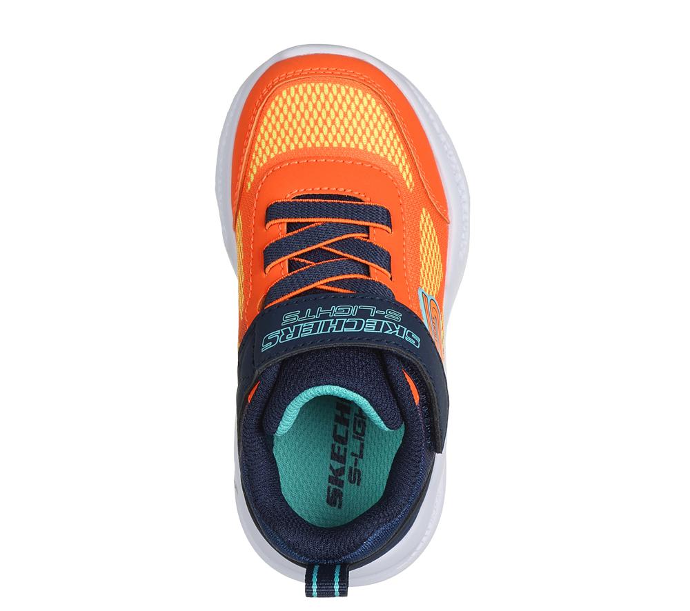 Boys's Skechers Meteor-Lights - Krendox Light Up Sneakers Navy / Orange  USA |  9856-LRQYK