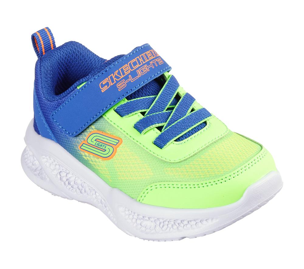 Boys's Skechers Meteor-Lights - Krendox Light Up Sneakers Blue / Lime  USA |  4806-SHNYP