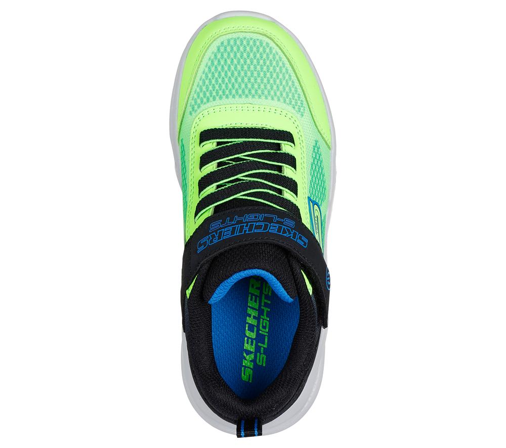 Boys's Skechers Meteor-Lights - Krendox Light Up Sneakers Black / Lime  USA |  0763-CMWSH