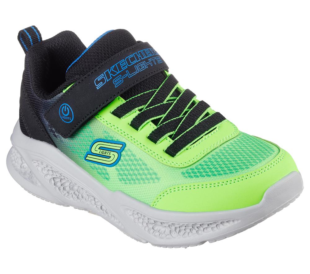 Boys's Skechers Meteor-Lights - Krendox Light Up Sneakers Black / Lime  USA |  0763-CMWSH