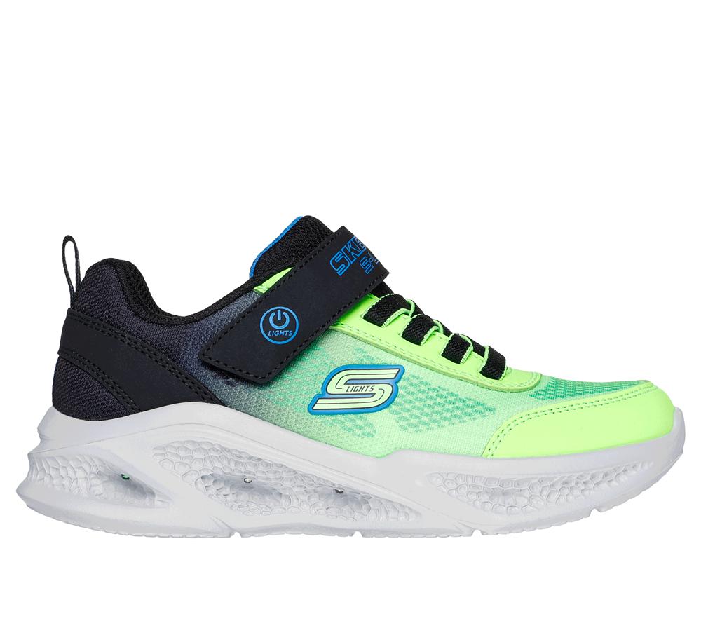 Boys\'s Skechers Meteor-Lights - Krendox Light Up Sneakers Black / Lime  USA |  0763-CMWSH