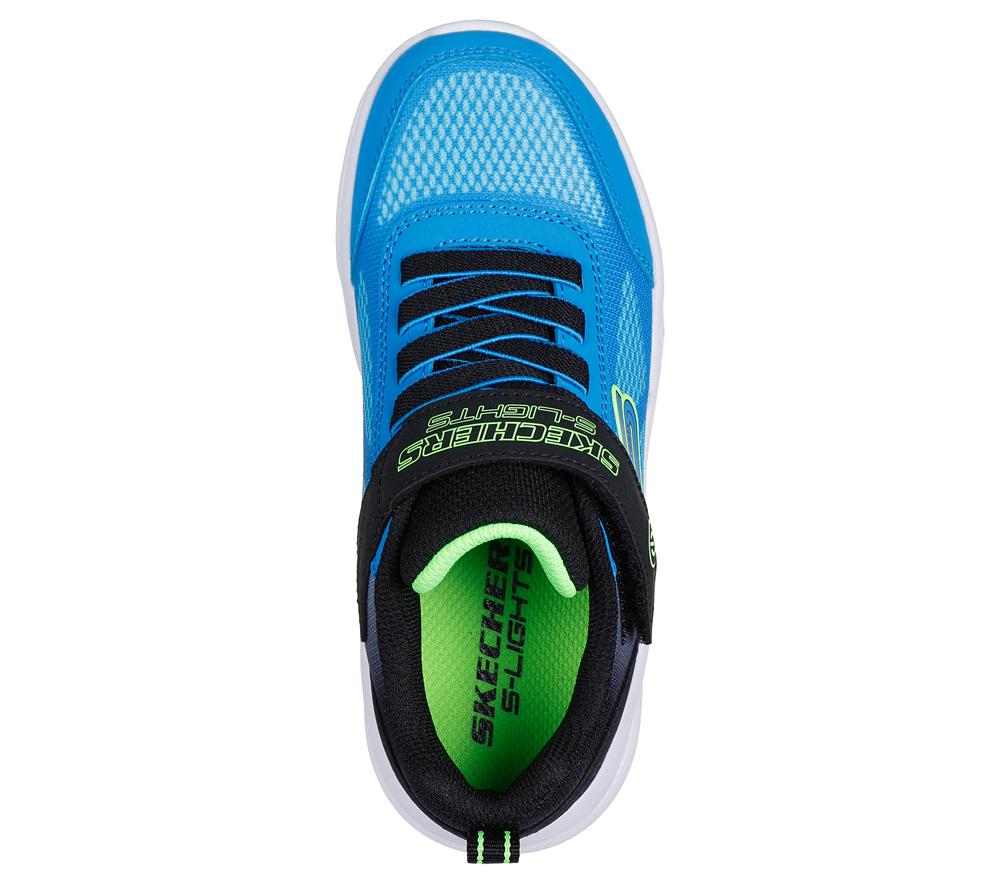 Boys's Skechers Meteor-Lights - Krendox Light Up Sneakers Black / Blue  USA |  2958-PWKIR
