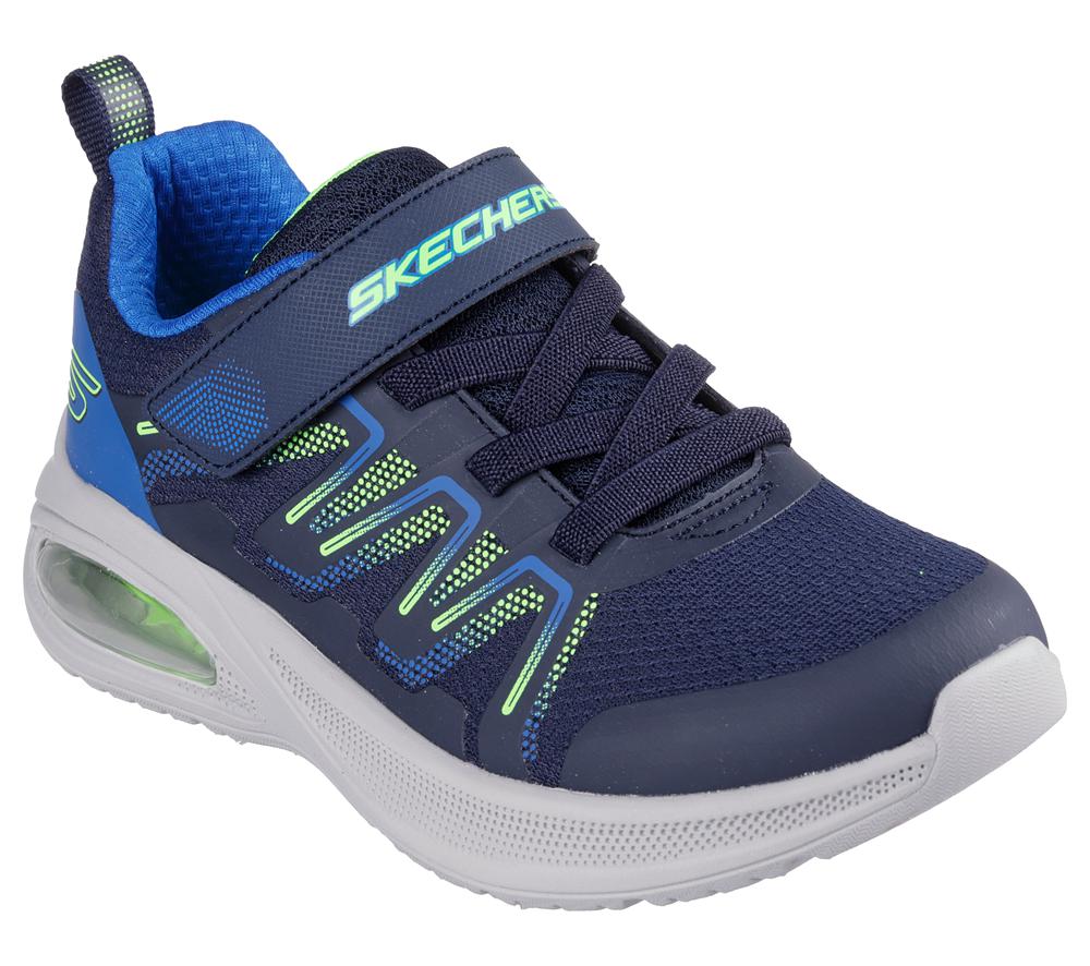 Boys's Skechers Microscope Max Advance - Speker Slip On Shoes Navy / Lime  USA |  8207-ITALD