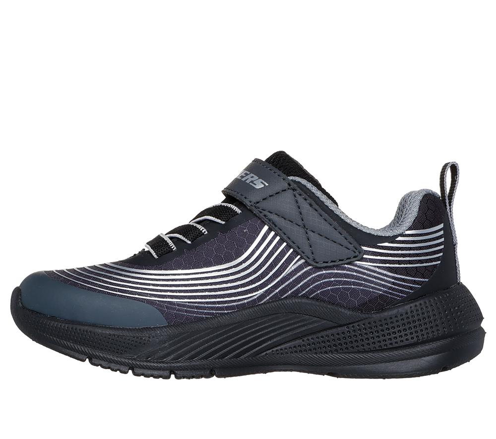 Boys's Skechers Microspec Advance Slip On Shoes Black / Silver  USA |  3251-CEBFK