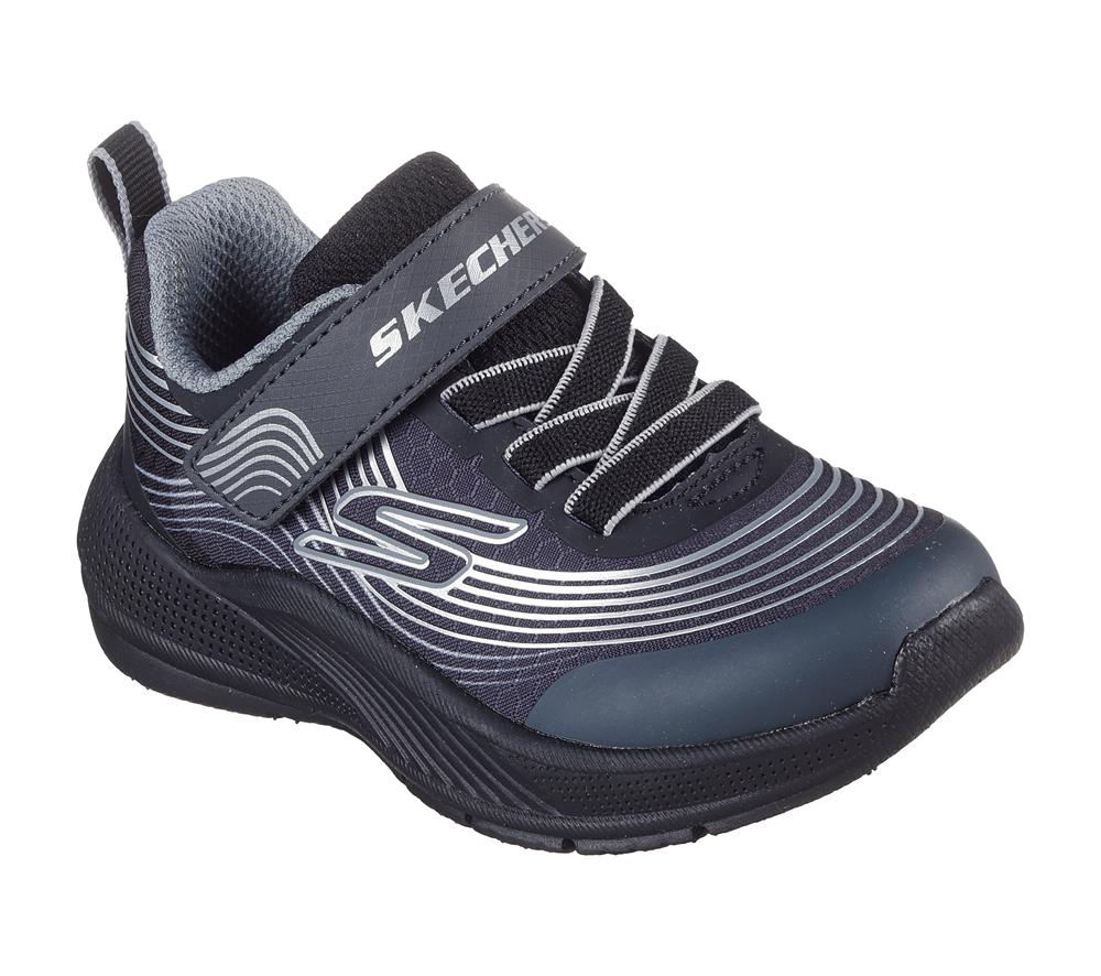 Boys's Skechers Microspec Advance Slip On Shoes Black / Silver  USA |  3251-CEBFK