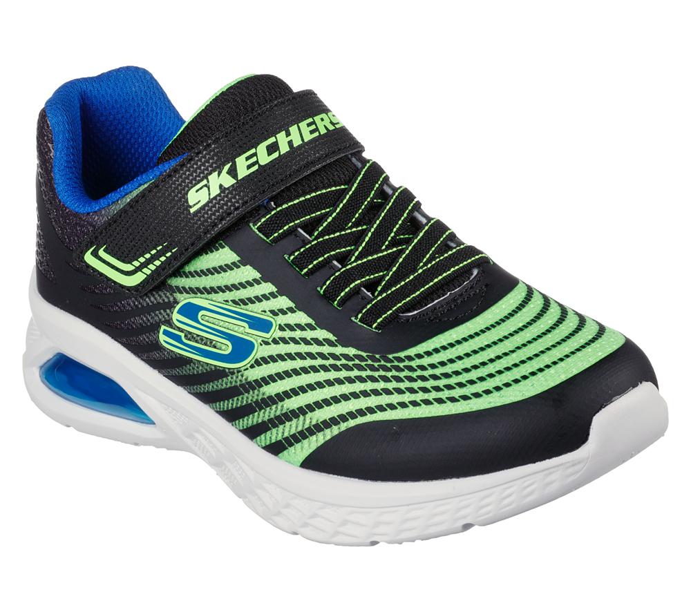 Boys's Skechers Microspec Max II Slip On Shoes Black / Lime  USA |  8674-GMENH