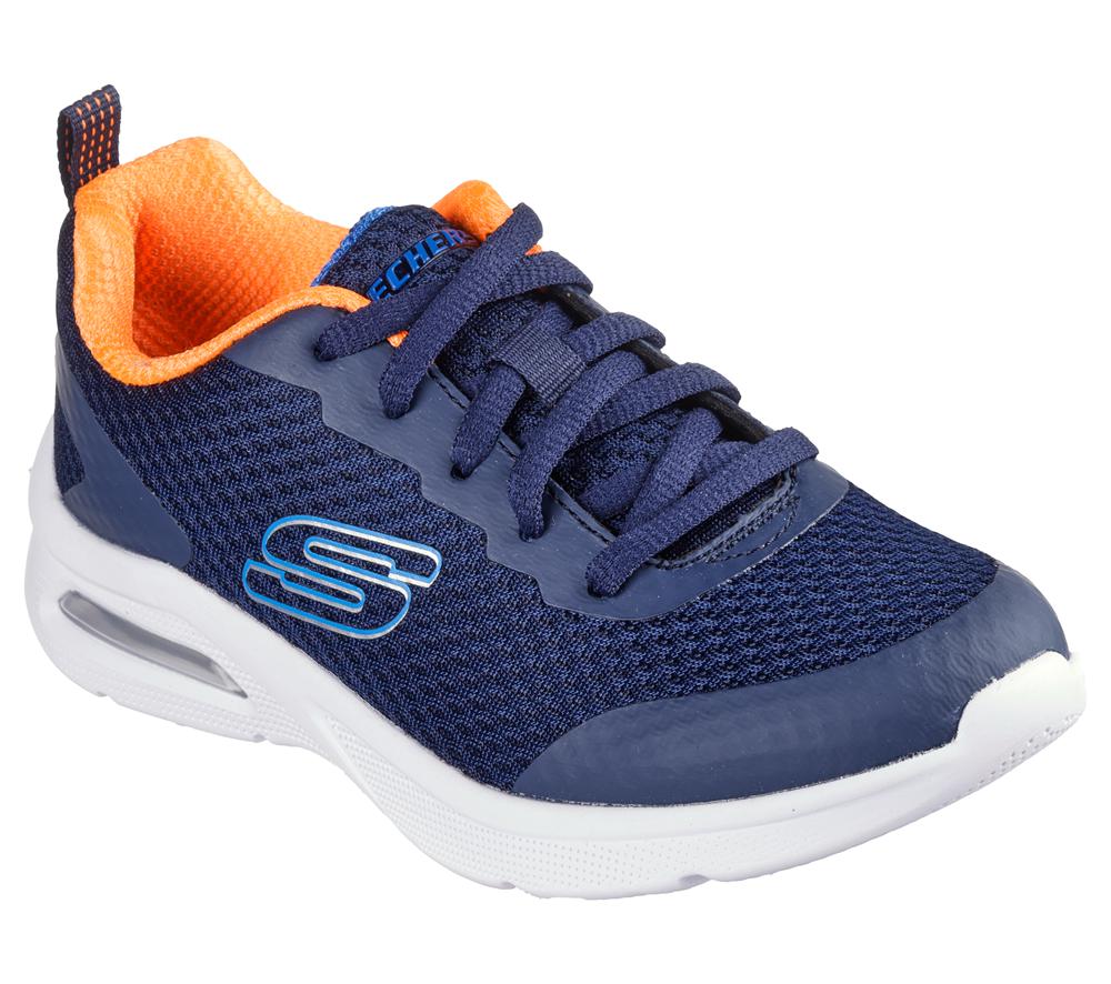 Boys's Skechers Microspec Max - Kaptix Lace Up Shoes Navy / Orange  USA |  3612-RAWYU