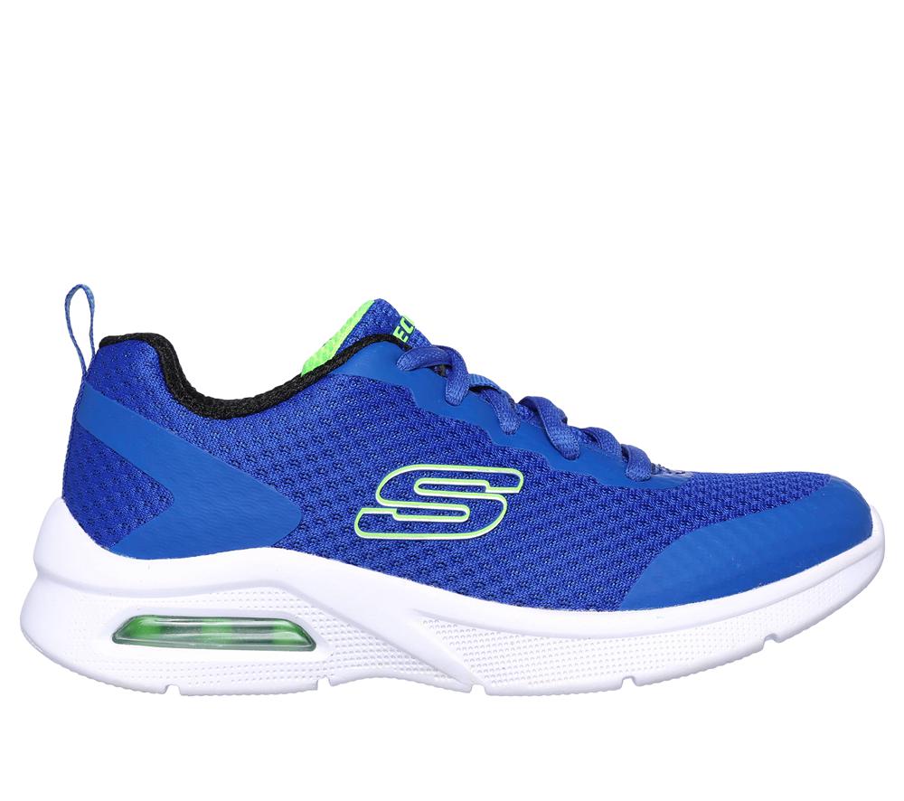 Boys\'s Skechers Microspec Max - Kaptix Lace Up Shoes Blue / Lime  USA |  4978-OZCES
