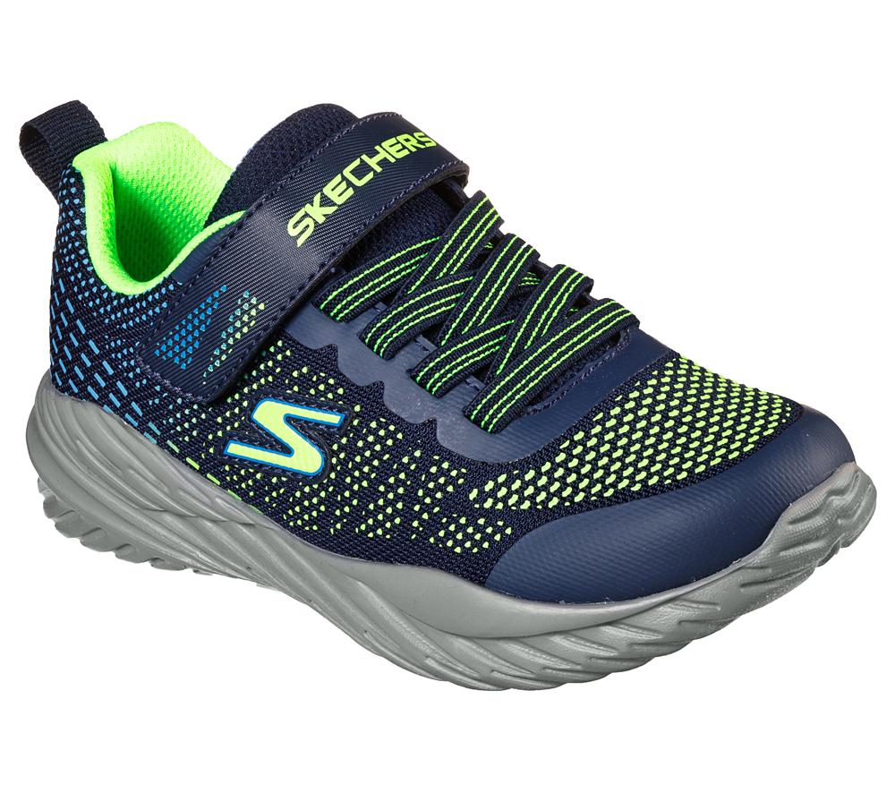 Boys's Skechers Nitro Sprint - Karvo Sneakers Navy / Lime  USA |  4920-BDVKX