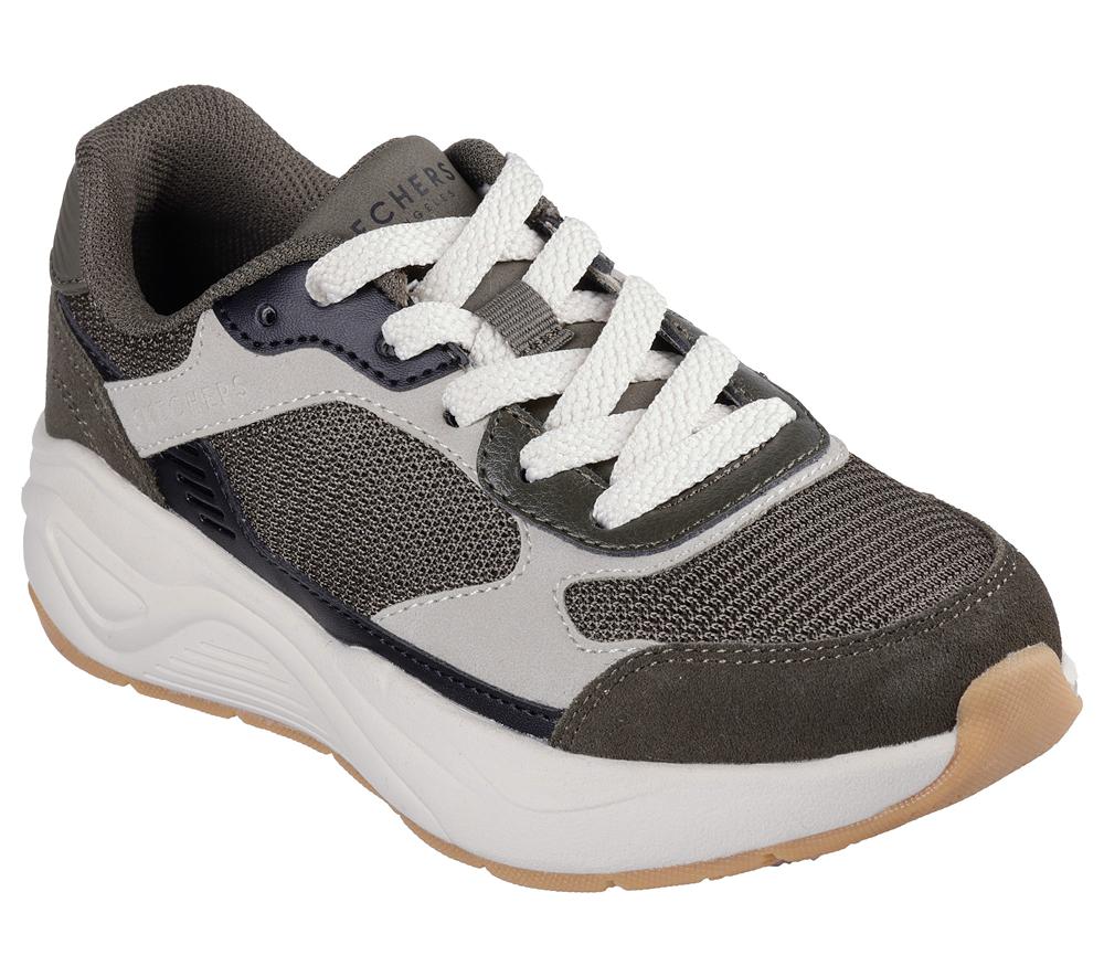 Boys's Skechers Nova Jogger - Chroma Classic Lace Up Shoes Olive / Natural  USA |  0269-DJPQS
