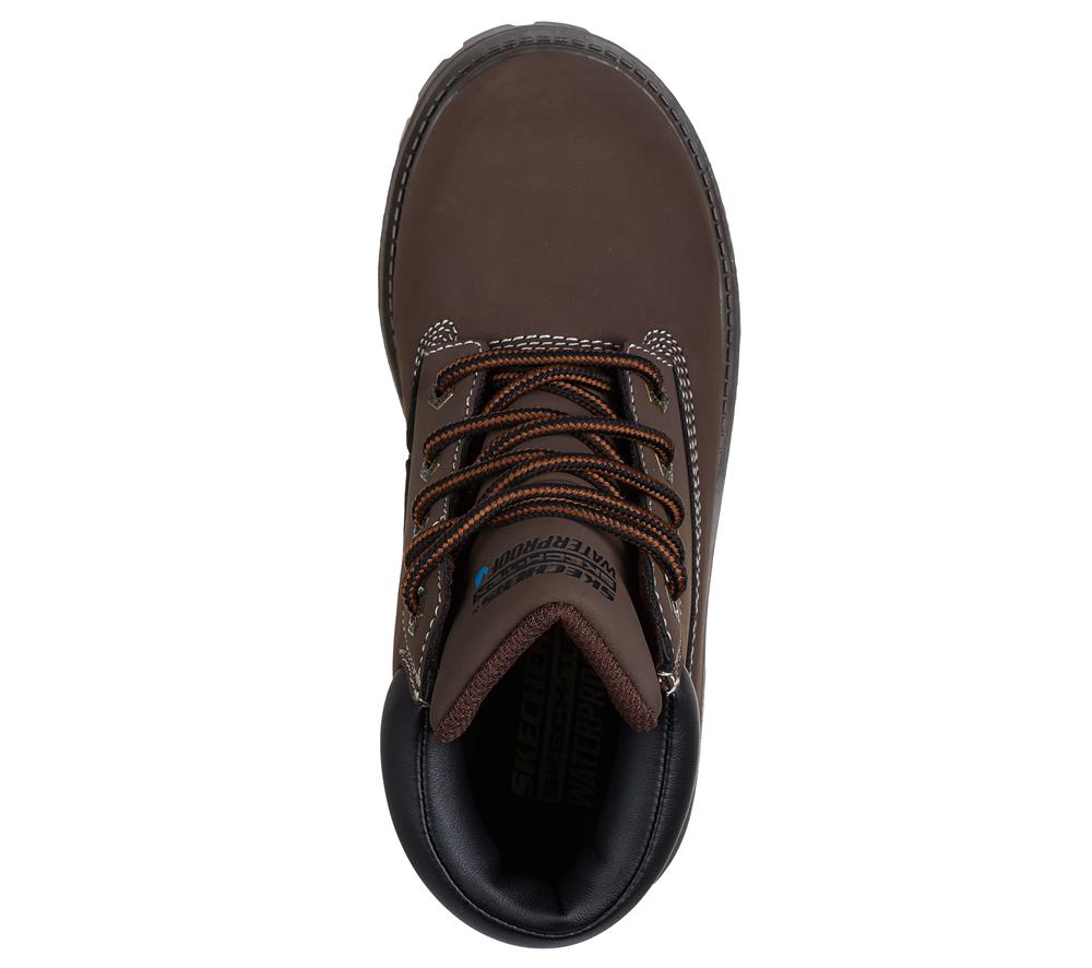 Boys's Skechers Power Reach - Hydro-Tread Lace Up Shoes Dark Brown  USA |  0983-ZIVMK