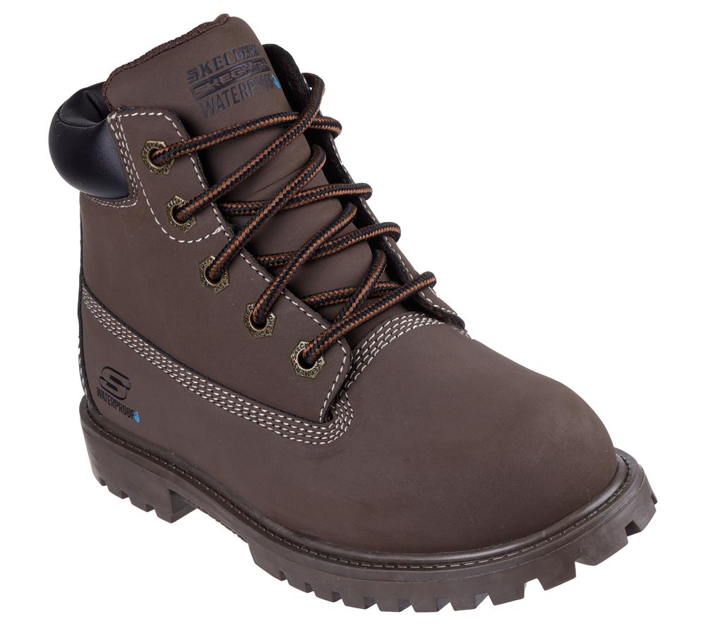 Boys's Skechers Power Reach - Hydro-Tread Lace Up Shoes Dark Brown  USA |  0983-ZIVMK