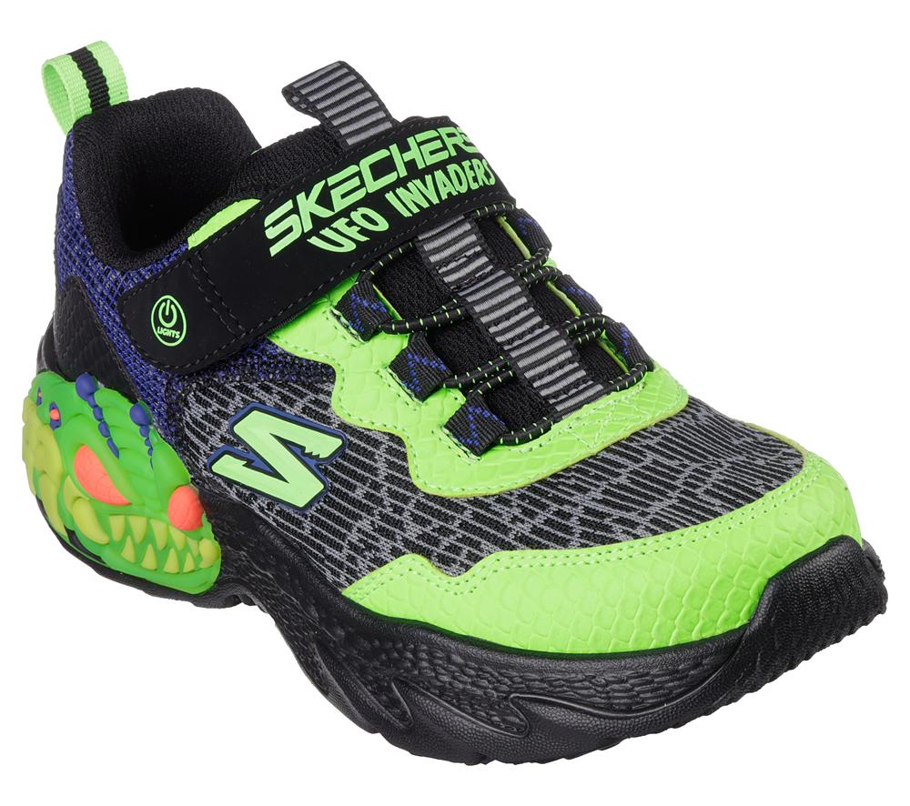 Boys's Skechers S-Lights: Creature-Lights Sneakers Black / Lime  USA |  4639-GBMTW
