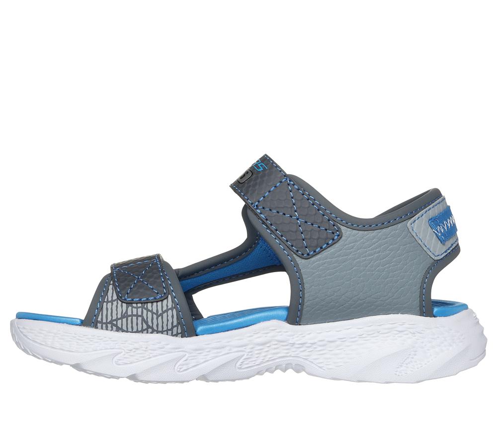 Boys's Skechers S-Lights: Creature-Splash Sandals Charcoal / Blue  USA |  8921-KNYOX