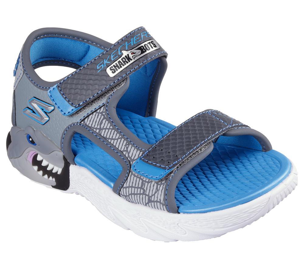 Boys's Skechers S-Lights: Creature-Splash Sandals Charcoal / Blue  USA |  8921-KNYOX