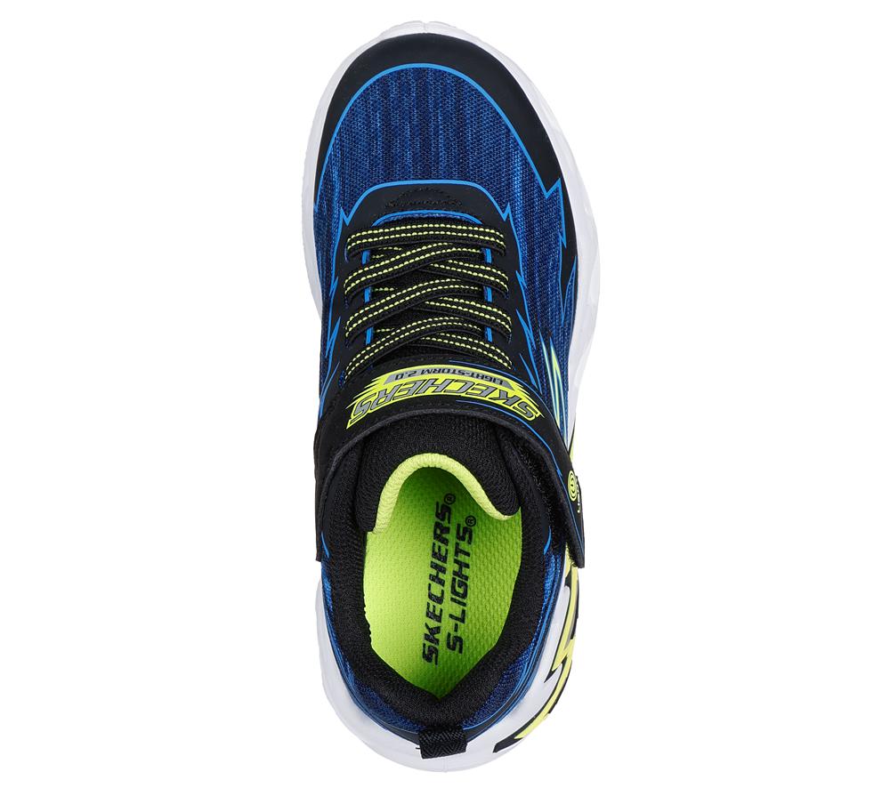 Boys's Skechers S-Lights: Light Storm 2.0 - Bolt-Brights Light Up Sneakers Black / Blue  USA |  0857-TOSCX