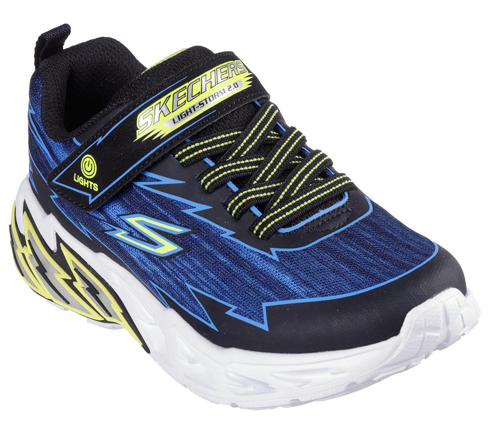 Boys's Skechers S-Lights: Light Storm 2.0 - Bolt-Brights Light Up Sneakers Black / Blue  USA |  0857-TOSCX