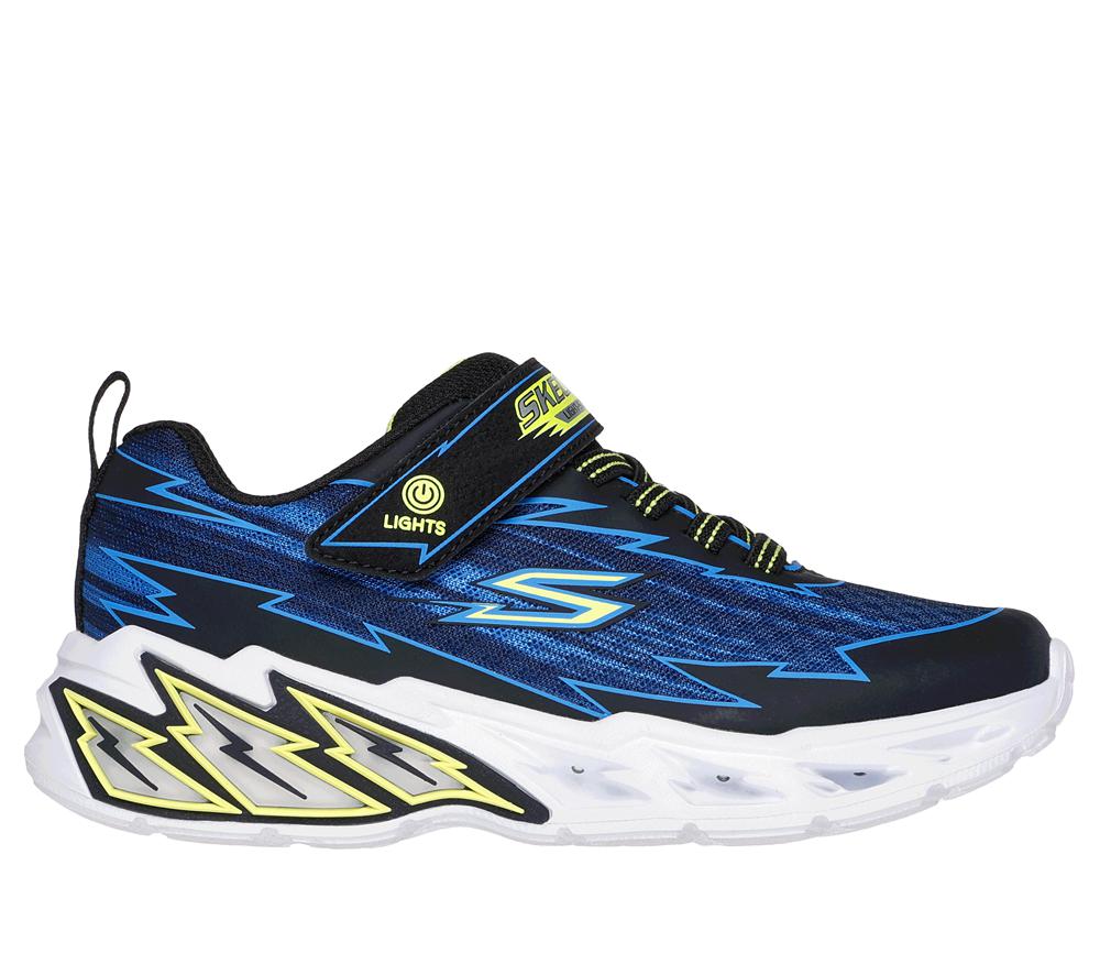 Boys\'s Skechers S-Lights: Light Storm 2.0 - Bolt-Brights Light Up Sneakers Black / Blue  USA |  0857-TOSCX