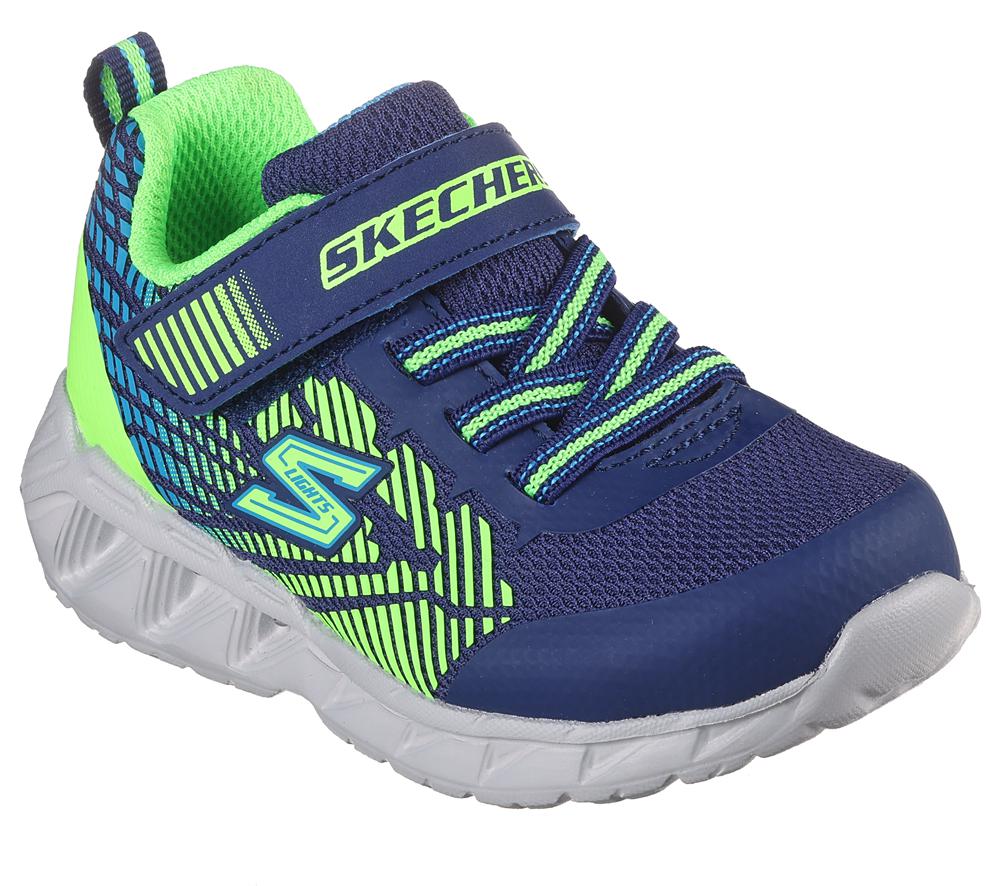 Boys's Skechers S-Lights: Magna-Lights - Grux Sneakers Navy / Lime  USA |  0182-NPDFS
