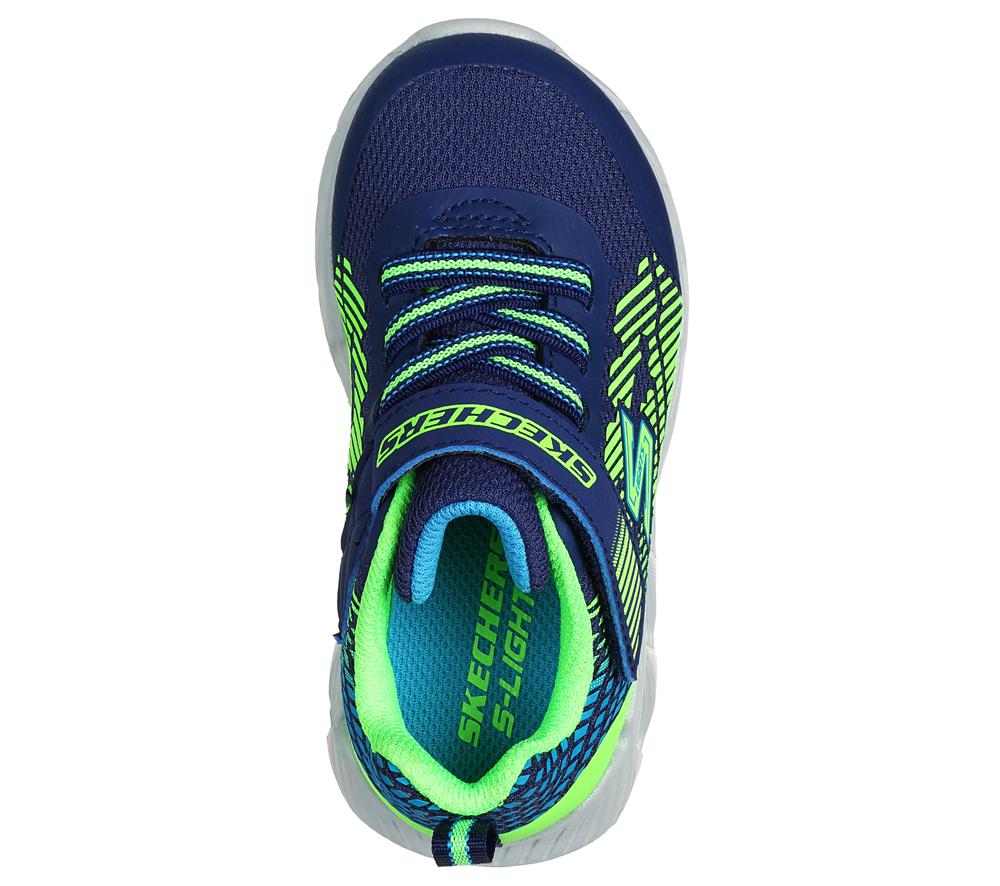 Boys's Skechers S-Lights: Magna-Lights - Grux Light Up Sneakers Navy / Lime  USA |  0973-VKNGQ