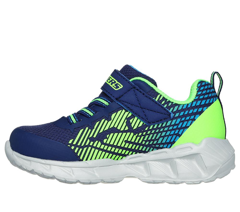 Boys's Skechers S-Lights: Magna-Lights - Grux Light Up Sneakers Navy / Lime  USA |  0973-VKNGQ