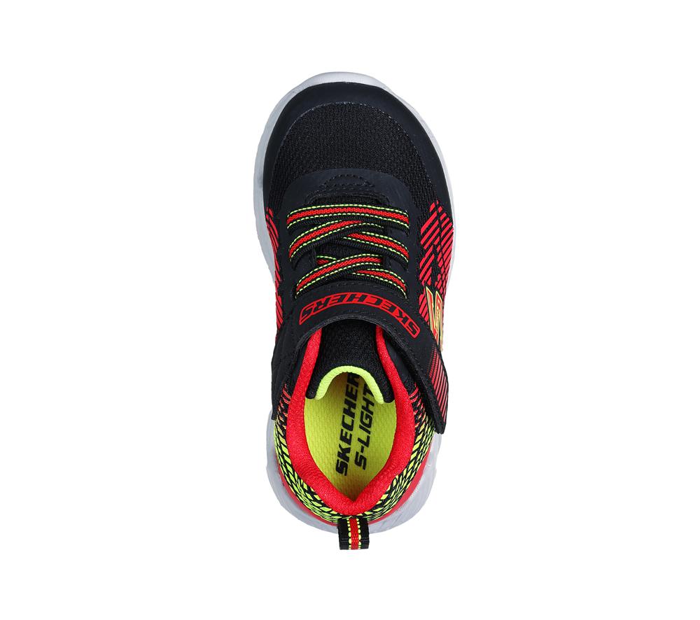 Boys's Skechers S-Lights: Magna-Lights - Grux Light Up Sneakers Black / Red  USA |  5260-ZBWJT