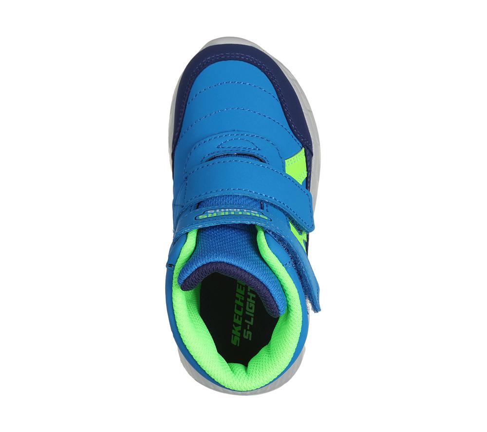 Boys's Skechers S-Lights: Magna-Lights - Thunder Squad Light Up Sneakers Navy / Lime  USA |  1296-SEOWX