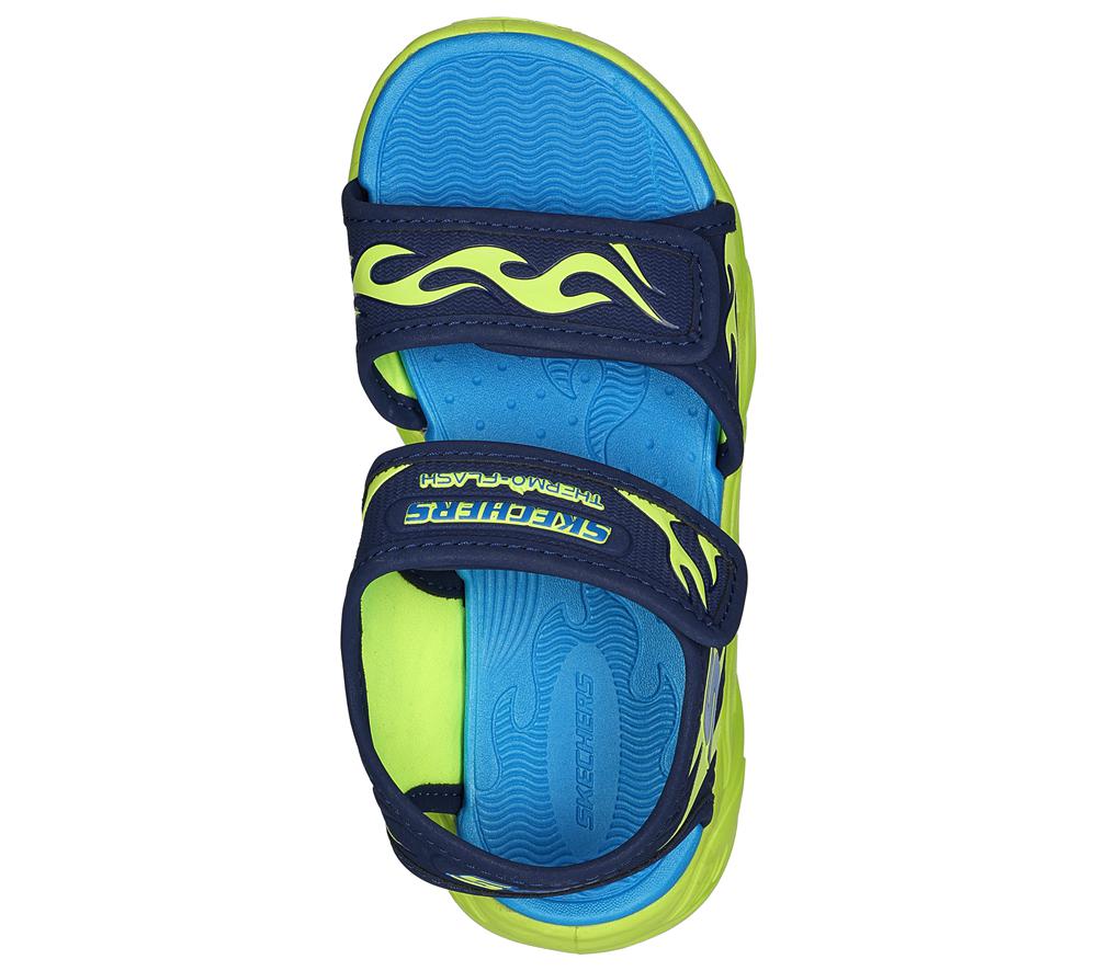 Boys's Skechers S-Lights: Thermo-Flash - Heat Tide Sandals Navy / Lime  USA |  6257-ZLYND