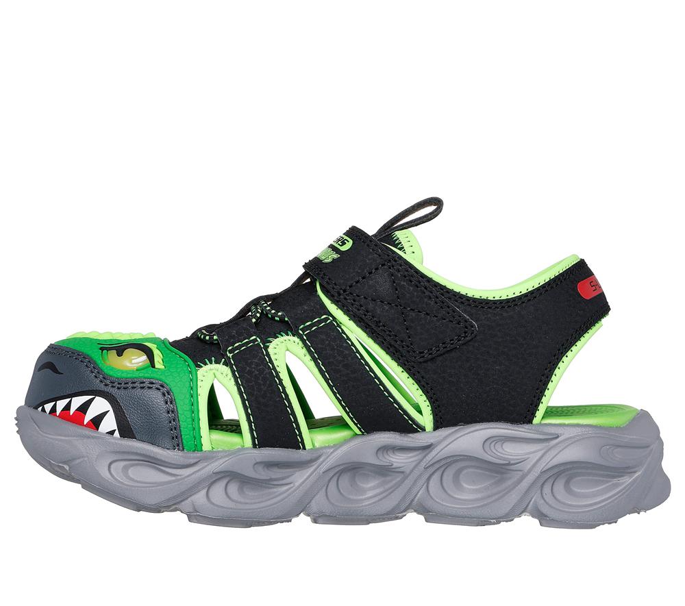 Boys's Skechers S-Lights: Thermo-Flash - Hydro-Flare Light Up Sneakers Black / Lime  USA |  7432-FGZBI