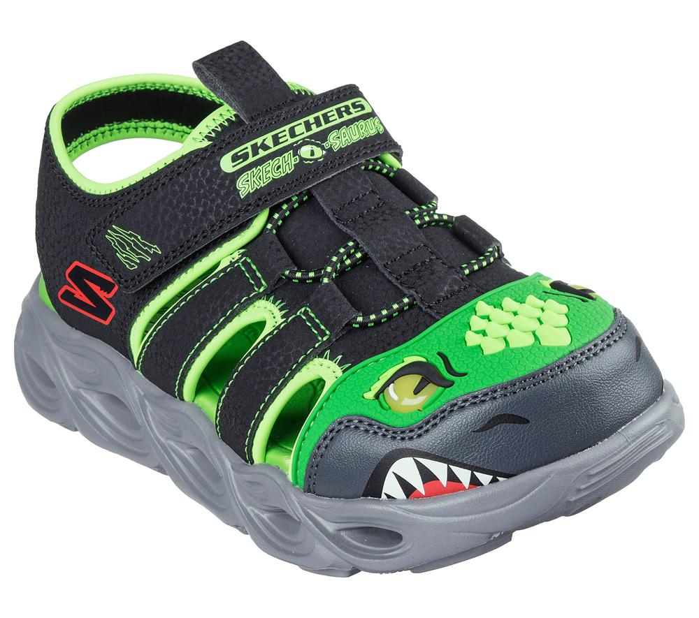 Boys's Skechers S-Lights: Thermo-Flash - Hydro-Flare Light Up Sneakers Black / Lime  USA |  7432-FGZBI