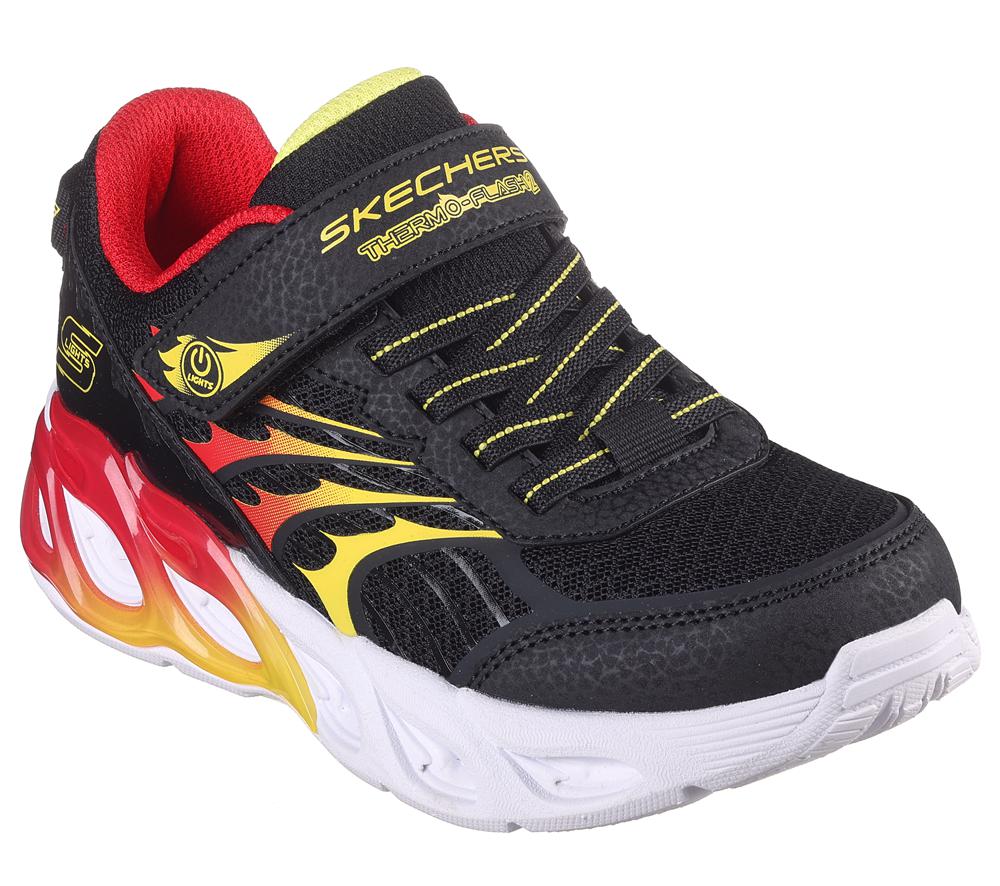 Boys's Skechers S-Lights: Thermo Flash 2.0 Light Up Sneakers Black / Red  USA |  0942-GJTDK