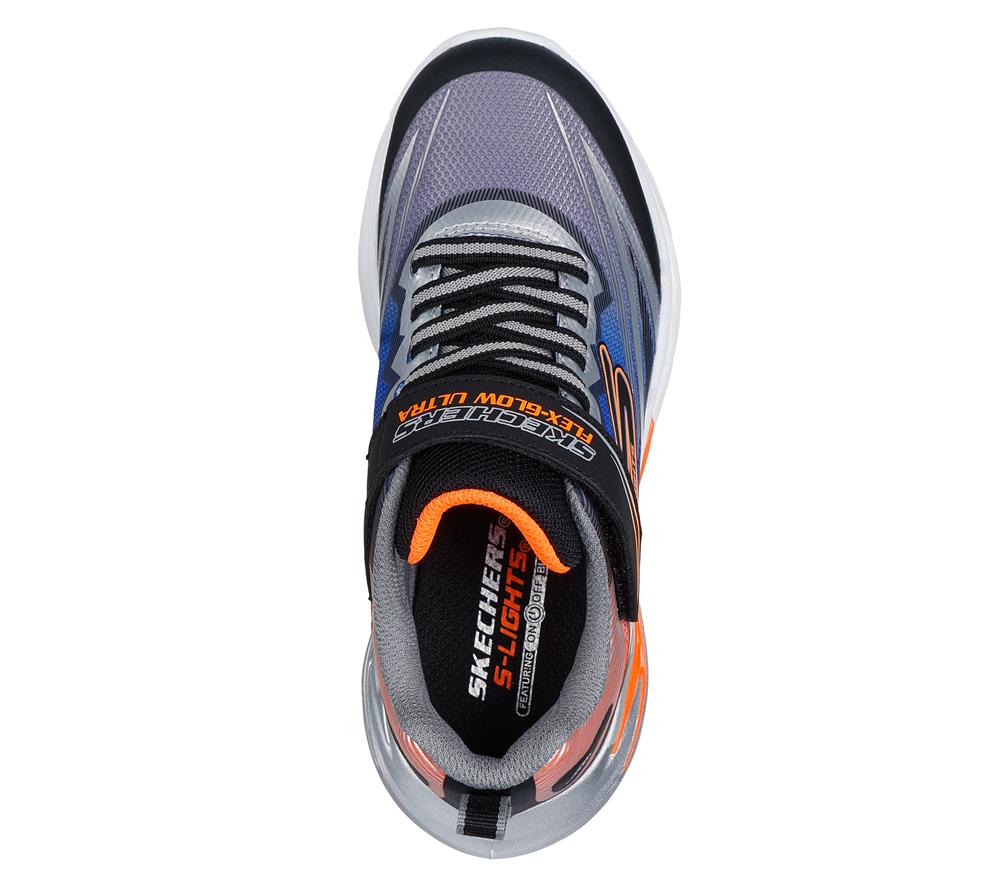 Boys's Skechers S Lights: Flex-Glow Ultra Sneakers Black / Silver  USA |  0295-BRPYE