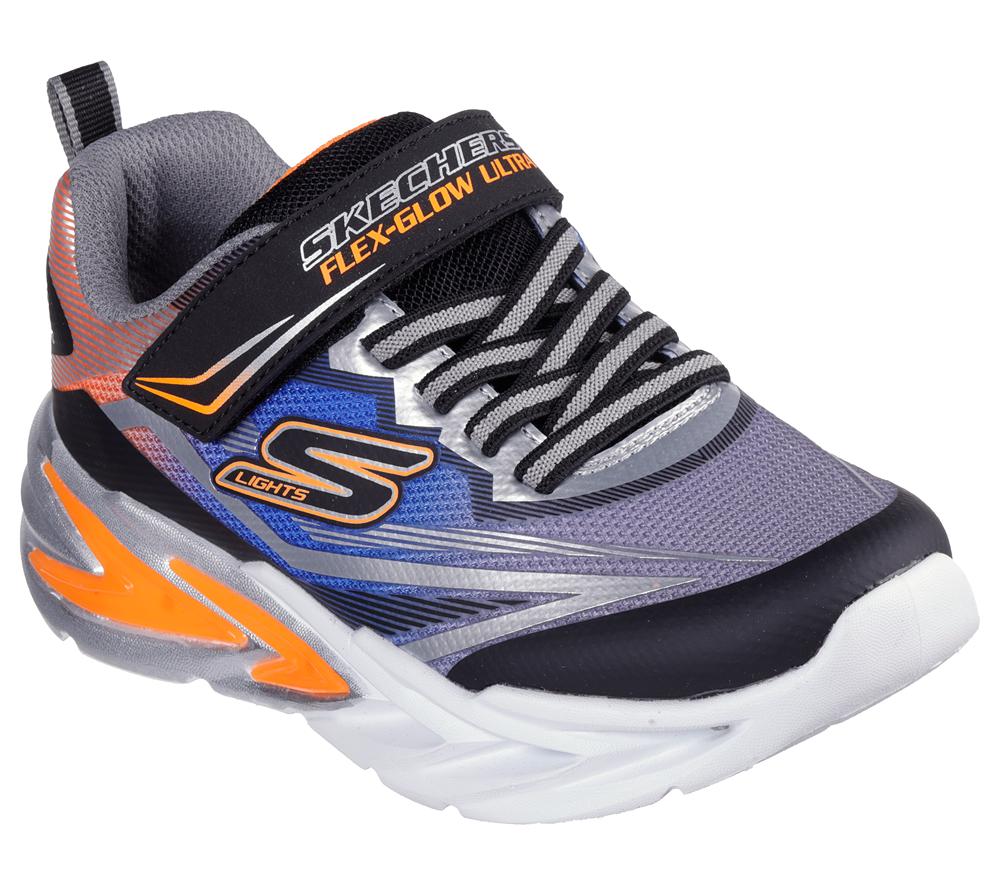 Boys's Skechers S Lights: Flex-Glow Ultra Sneakers Black / Silver  USA |  0295-BRPYE