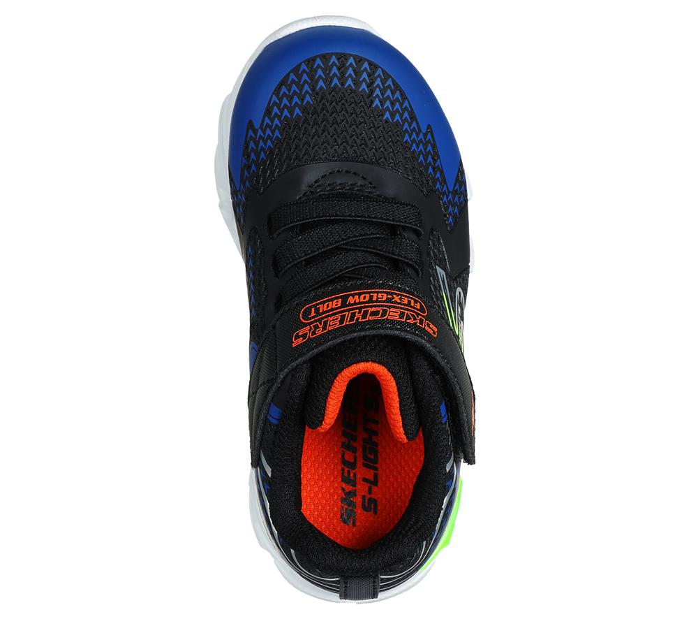Boys's Skechers S Lights: Flex-Glow Bolt Light Up Sneakers Black / Blue  USA |  0538-KBNAH