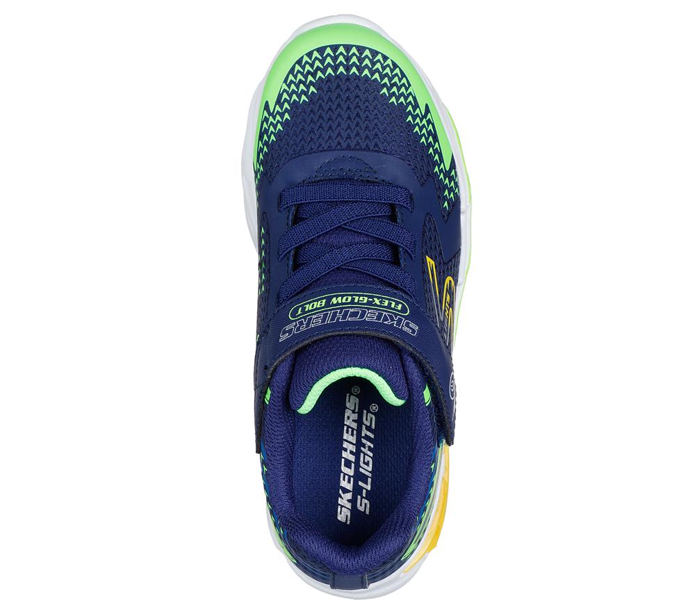 Boys's Skechers S Lights: Flex-Glow Bolt Sneakers Navy / Multicolor  USA |  4956-EMXVW