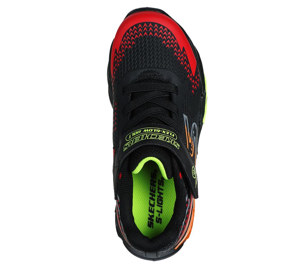 Boys's Skechers S Lights: Flex-Glow Bolt Sneakers Black / Red  USA |  4190-XMEDR