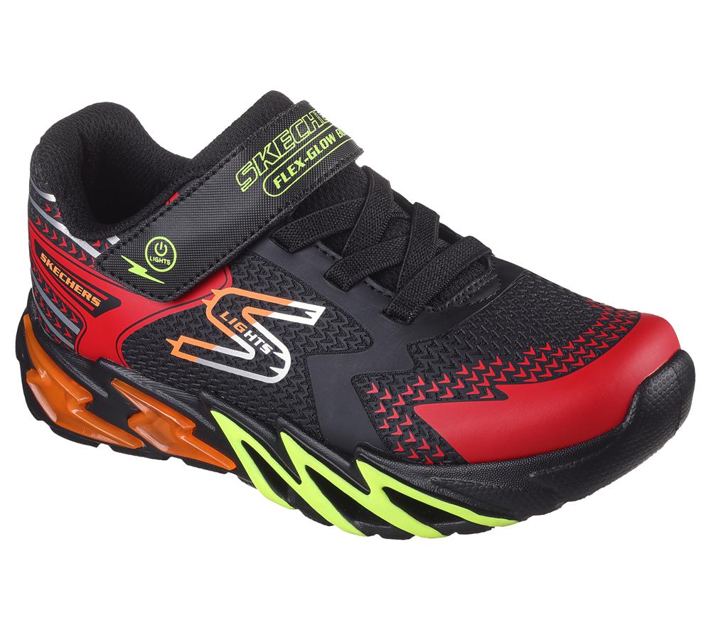 Boys's Skechers S Lights: Flex-Glow Bolt Sneakers Black / Red  USA |  4190-XMEDR