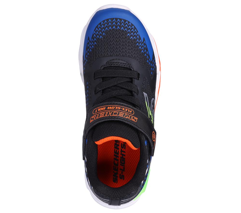 Boys's Skechers S Lights: Flex-Glow Bolt Sneakers Black / Blue  USA |  0157-XBYRZ