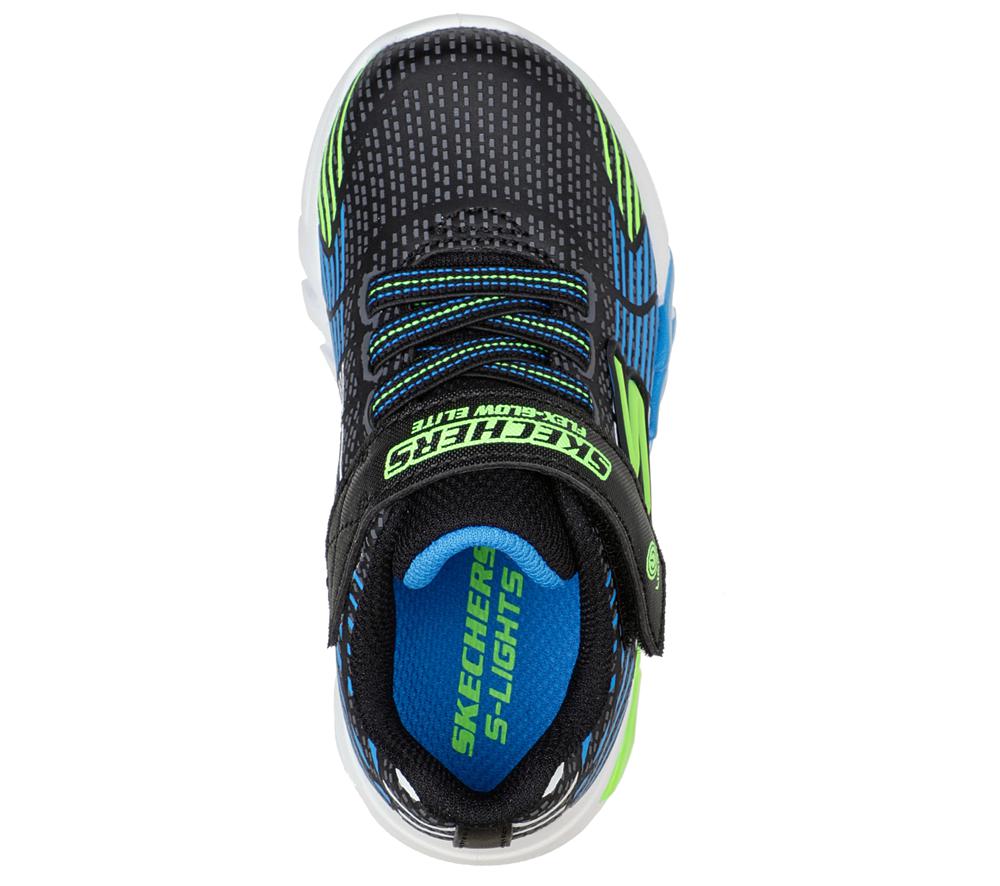 Boys's Skechers S Lights: Flex-Glow Elite Light Up Sneakers Black / Lime  USA |  4829-GWVNK