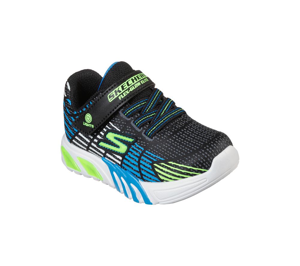 Boys's Skechers S Lights: Flex-Glow Elite Light Up Sneakers Black / Lime  USA |  4829-GWVNK