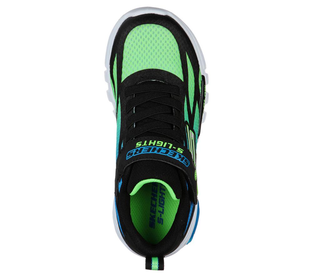 Boys's Skechers S Lights: Flex-Glow - Dezlo Light Up Sneakers Black / Lime  USA |  7615-XHPTV
