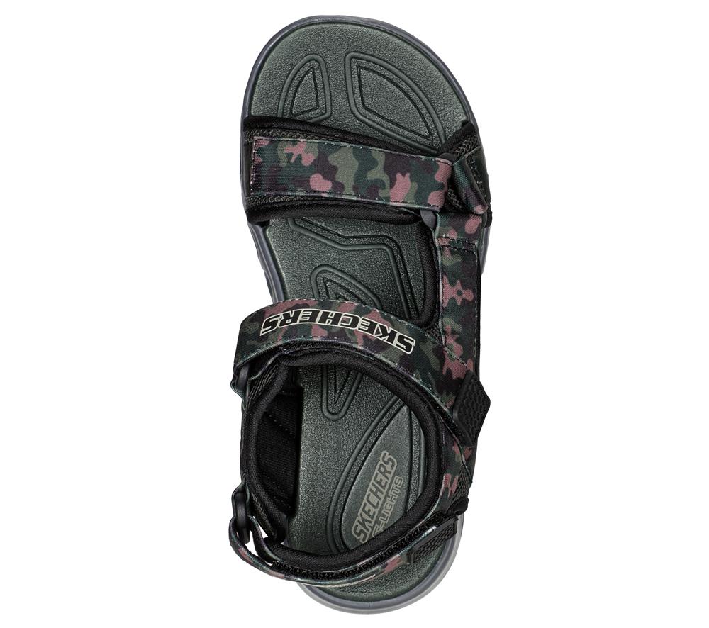 Boys's Skechers S Lights: Hypno-Splash - Sun Breaks Light Up Sneakers Black / Olive  USA |  6804-YSMUL