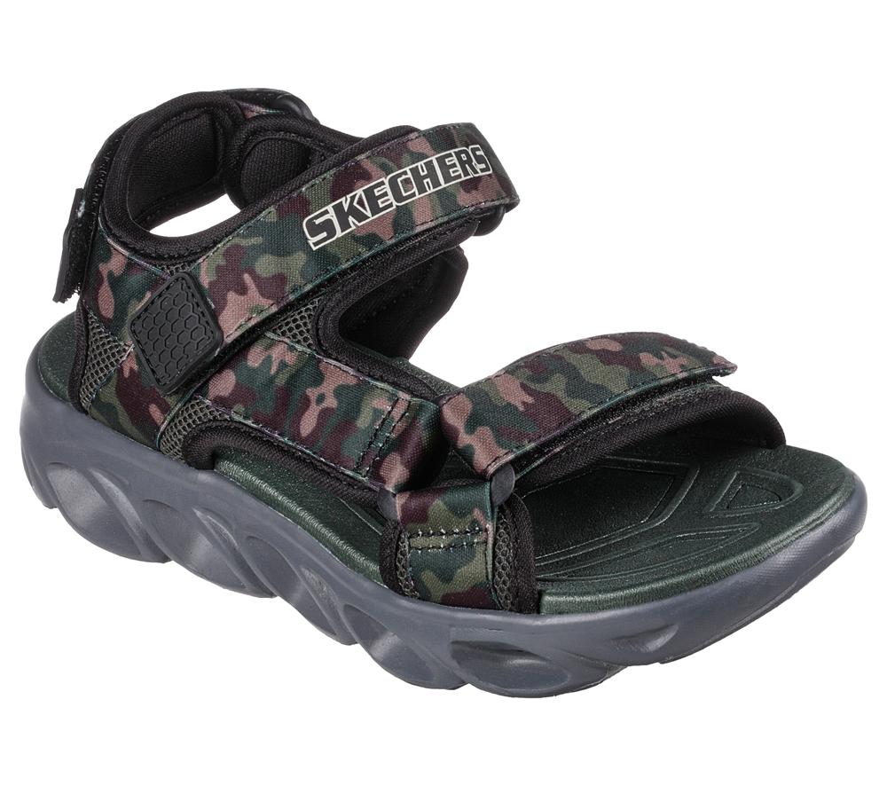 Boys's Skechers S Lights: Hypno-Splash - Sun Breaks Light Up Sneakers Black / Olive  USA |  6804-YSMUL