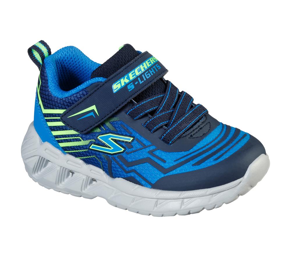 Boys's Skechers S Lights: Magna-Lights - Bozler Slip On Shoes Navy / Blue  USA |  7925-WRXFT