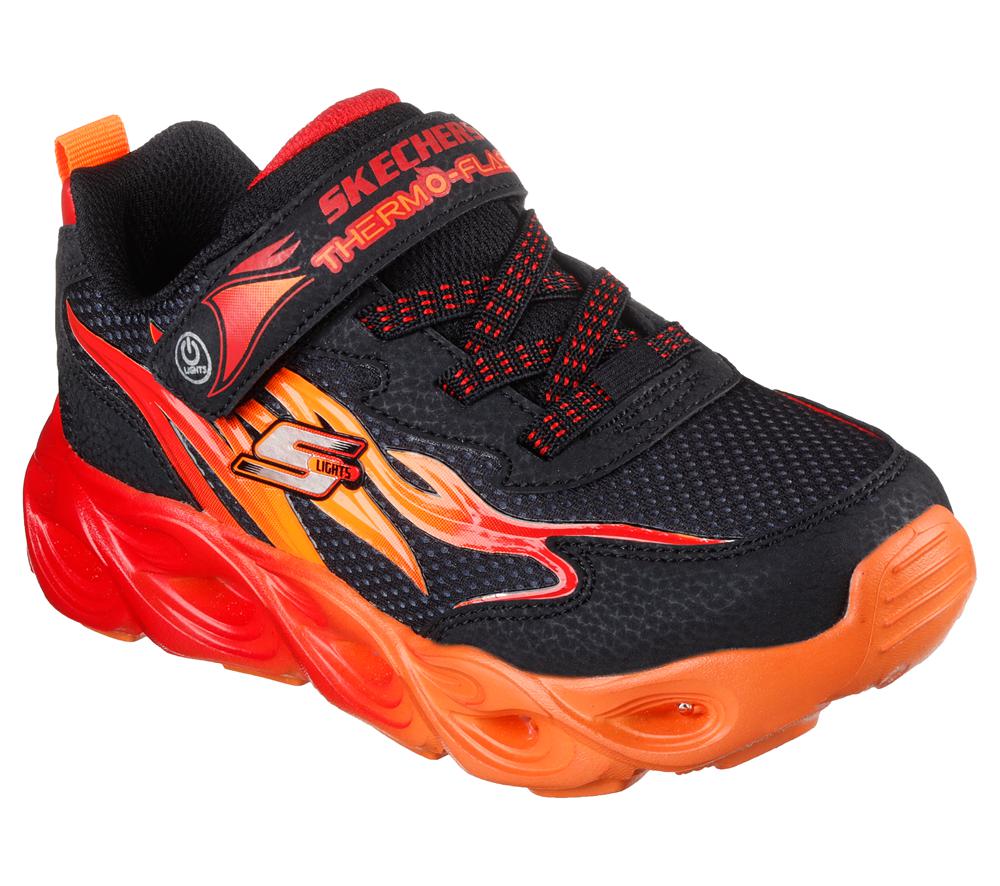 Boys's Skechers S Lights: Thermo Flash - Heat-Flux Light Up Sneakers Black / Red  USA |  2096-BYJSQ